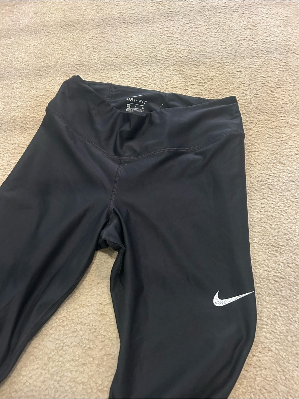 Nike Black Youth Dri-FIT Leggings with White Swoosh